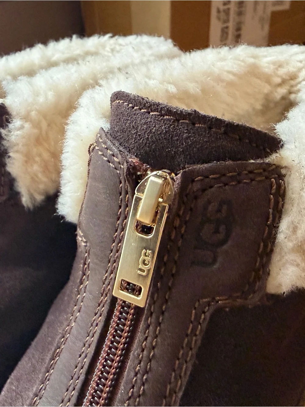 UGG Hapsburg Women's Duck Boots Zip Brown Leather Waterproof